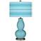 Color Plus Double Gourd 29 1/2" Bold Stripe Nautilus Blue Table Lamp