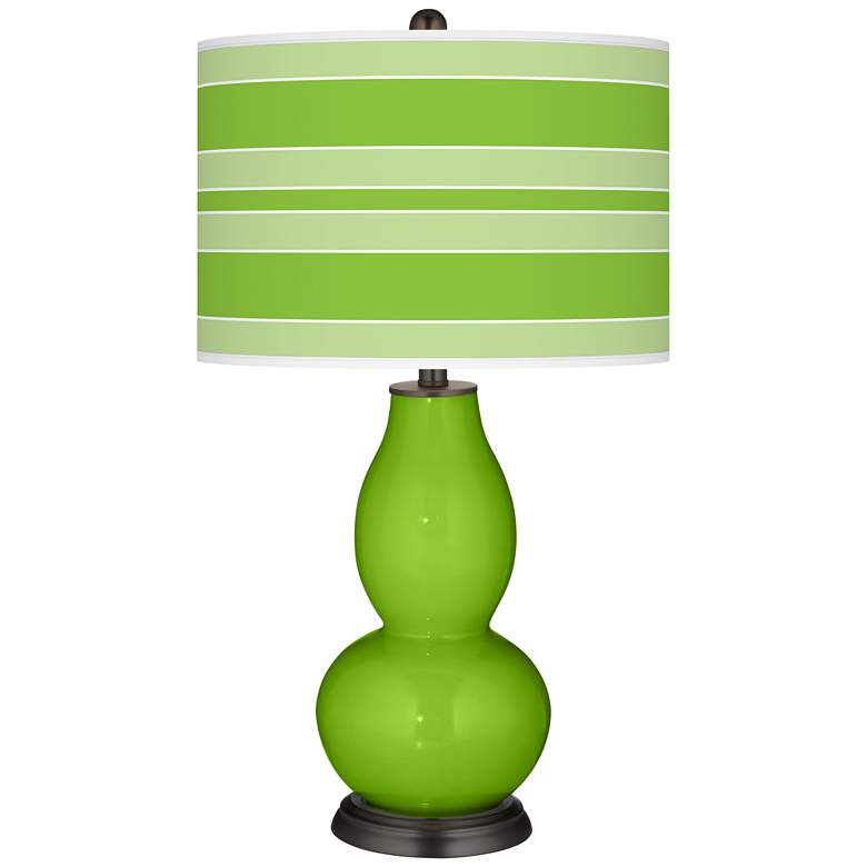 Image 1 Color Plus Double Gourd 29 1/2" Bold Stripe Neon Green Table Lamp