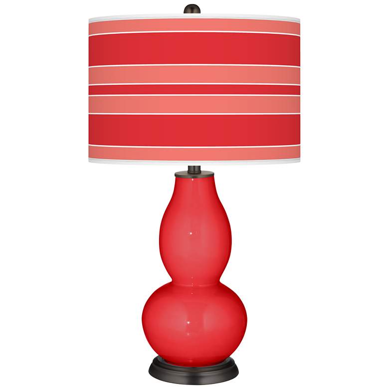 Image 1 Color Plus Double Gourd 29 1/2" Bold Stripe Poppy Red Table Lamp