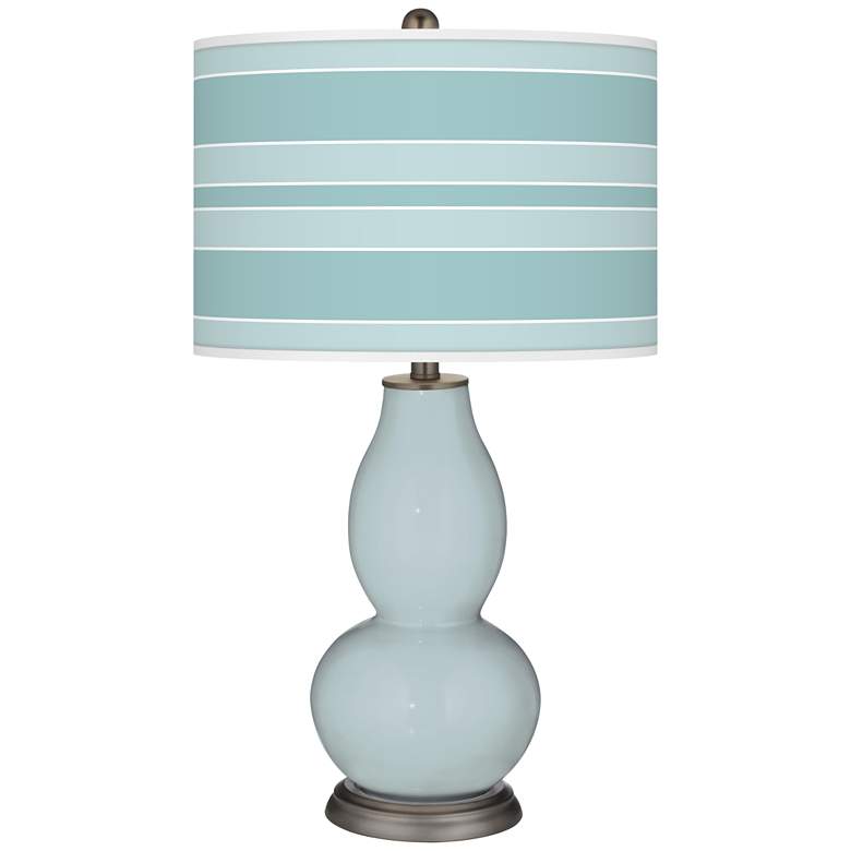 Image 1 Color Plus Double Gourd 29 1/2" Bold Stripe Rain Blue Table Lamp