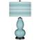 Color Plus Double Gourd 29 1/2" Bold Stripe Raindrop Blue Table Lamp