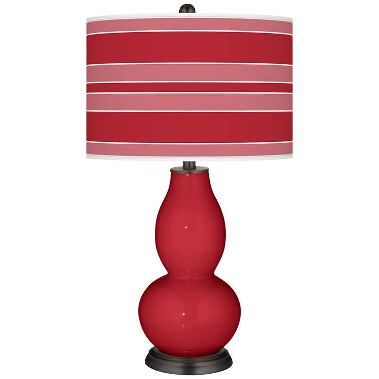 Image 1 Color Plus Double Gourd 29 1/2" Bold Stripe Ribbon Red Table Lamp