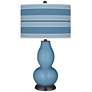 Color Plus Double Gourd 29 1/2"  Bold Stripe Secure Blue Table Lamp