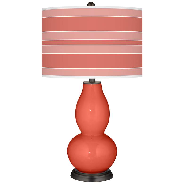 Image 1 Color Plus Double Gourd 29 1/2" Bold Stripe Shade Coral Reef Lamp