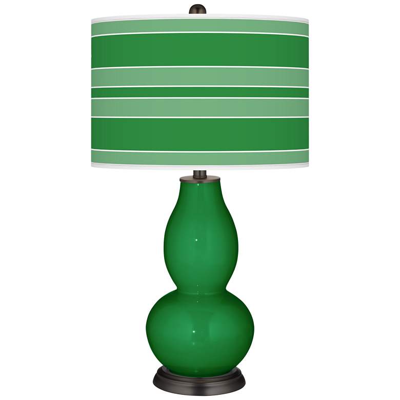 Image 1 Color Plus Double Gourd 29 1/2" Bold Stripe Shade Envy Green Lamp