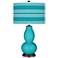 Color Plus Double Gourd 29 1/2" Bold Stripe Surfer Blue Table Lamp