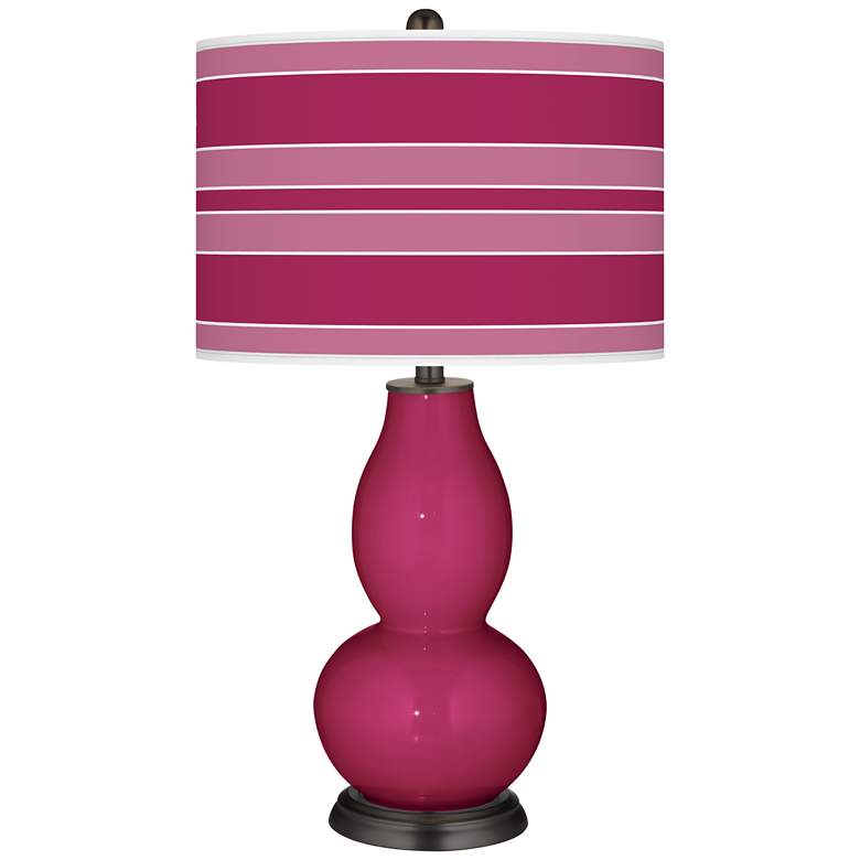Image 1 Color Plus Double Gourd 29 1/2" Bold Stripe Vivacious Pink Table Lamp