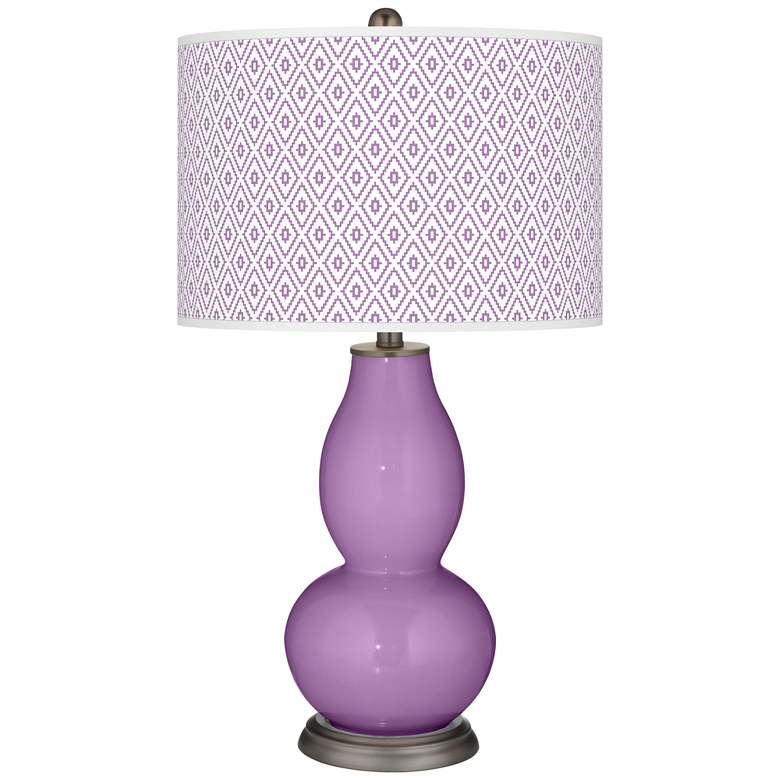 Image 1 Color Plus Double Gourd 29 1/2" Diamonds African Violet Table Lamp