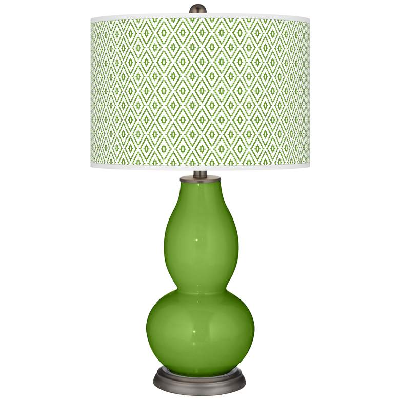 Image 1 Color Plus Double Gourd 29 1/2" Diamonds and Rosemary Green Table Lamp