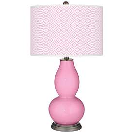 Image1 of Color Plus Double Gourd 29 1/2" Diamonds Candy Pink Table Lamp