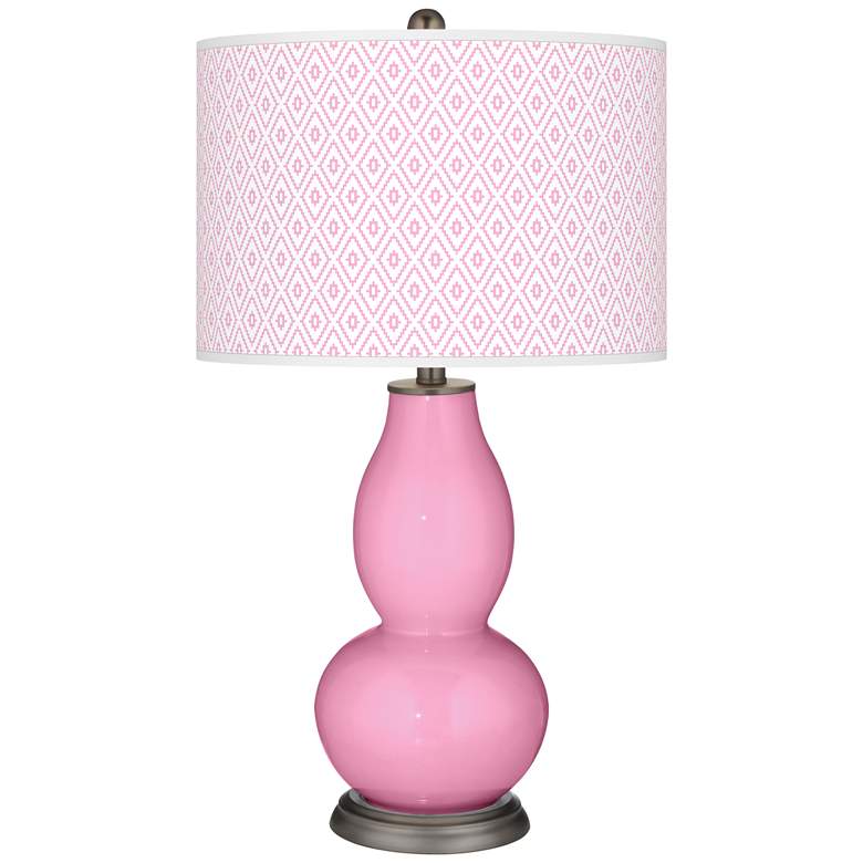 Image 1 Color Plus Double Gourd 29 1/2 inch Diamonds Candy Pink Table Lamp