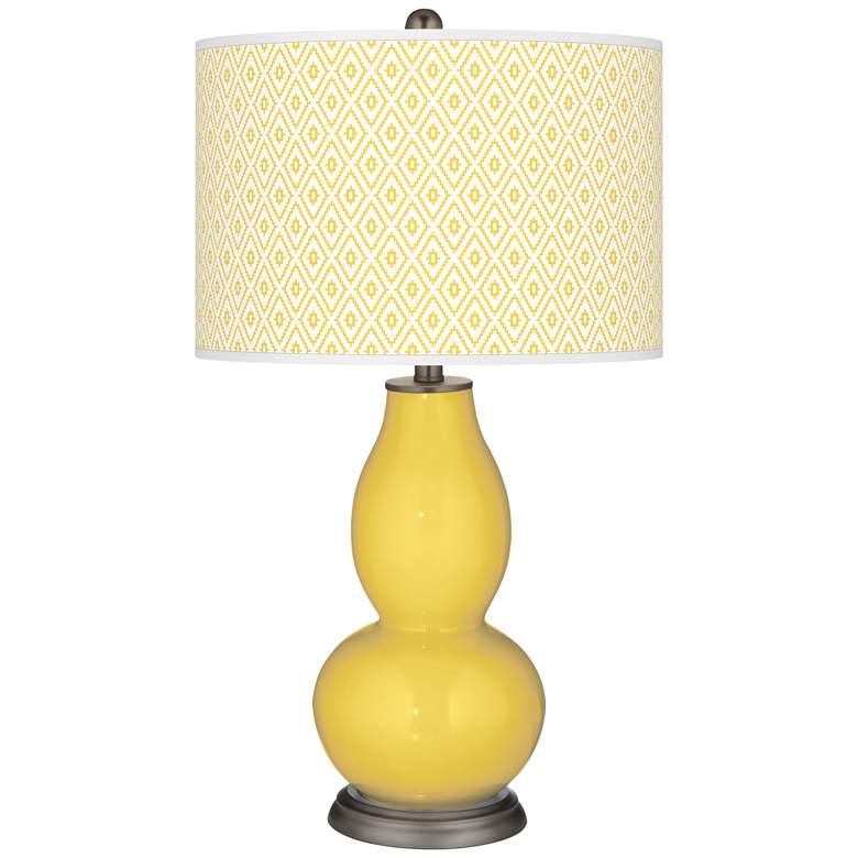 Image 1 Color Plus Double Gourd 29 1/2" Diamonds Lemon Zest Yellow Table Lamp
