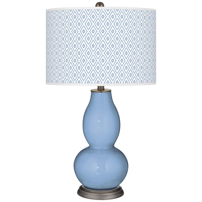 Image 1 Color Plus Double Gourd 29 1/2" Diamonds Placid Blue Table Lamp