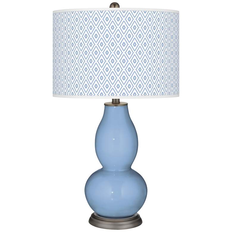 Image 1 Color Plus Double Gourd 29 1/2 inch Diamonds Placid Blue Table Lamp