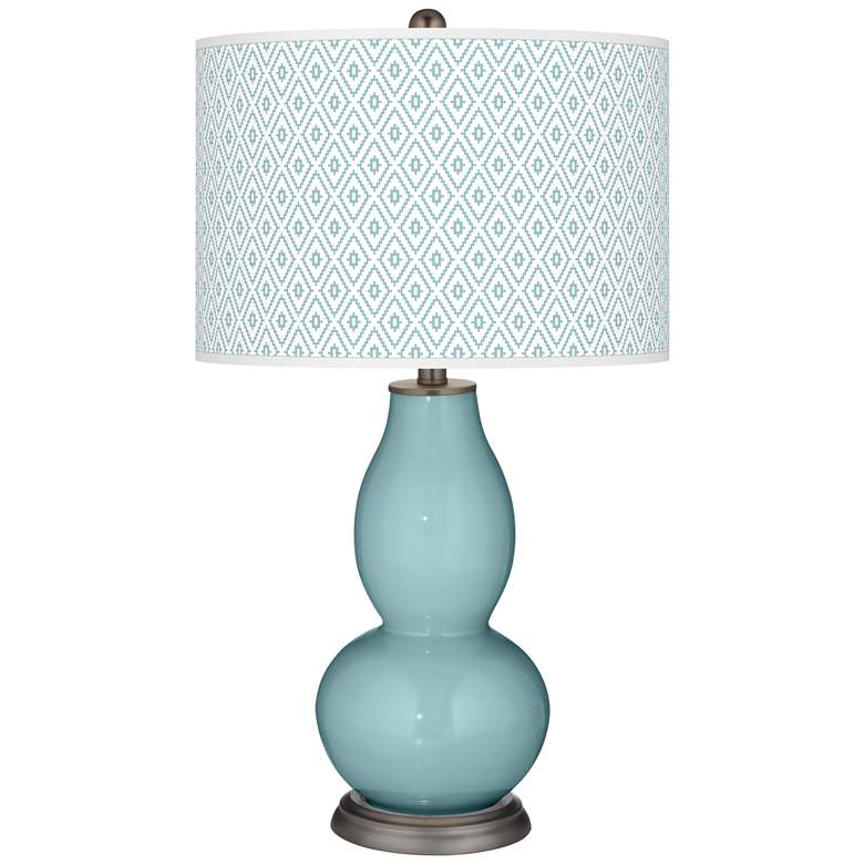Image 1 Color Plus Double Gourd 29 1/2" Diamonds Raindrop Blue Table Lamp