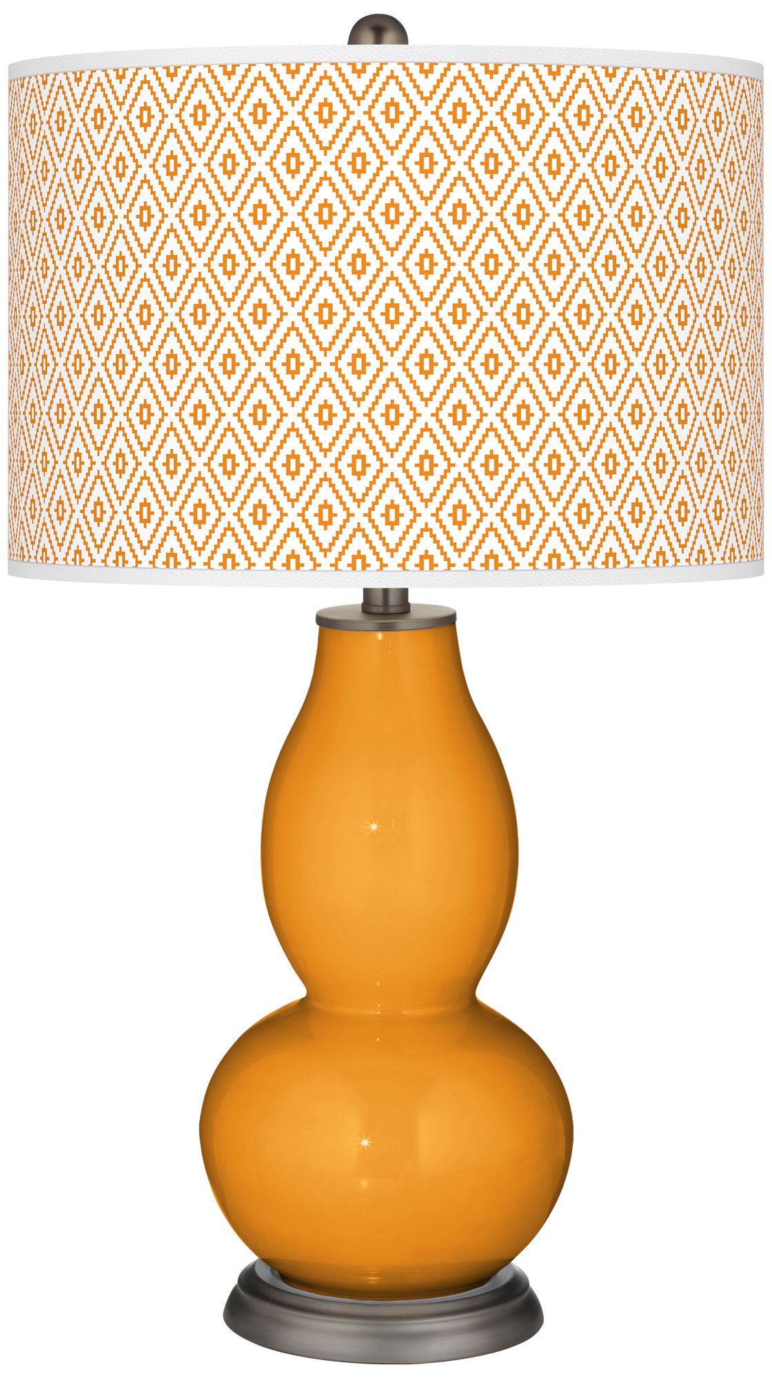 Image Color Plus Double Gourd 29 1/2" Diamonds Shade Carnival Orange Lamp