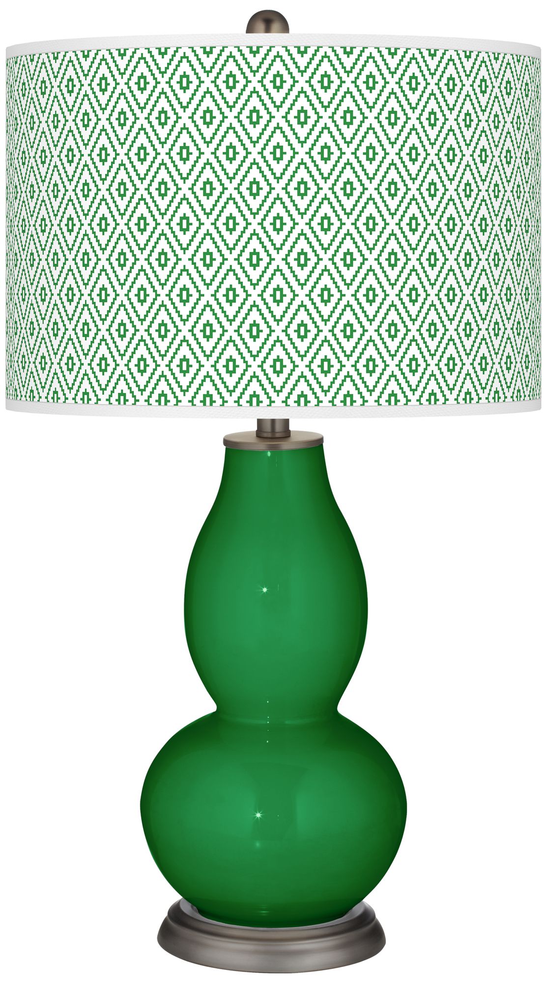 Image Color Plus Double Gourd 29 1/2" Diamonds Shade Envy Green Table Lamp