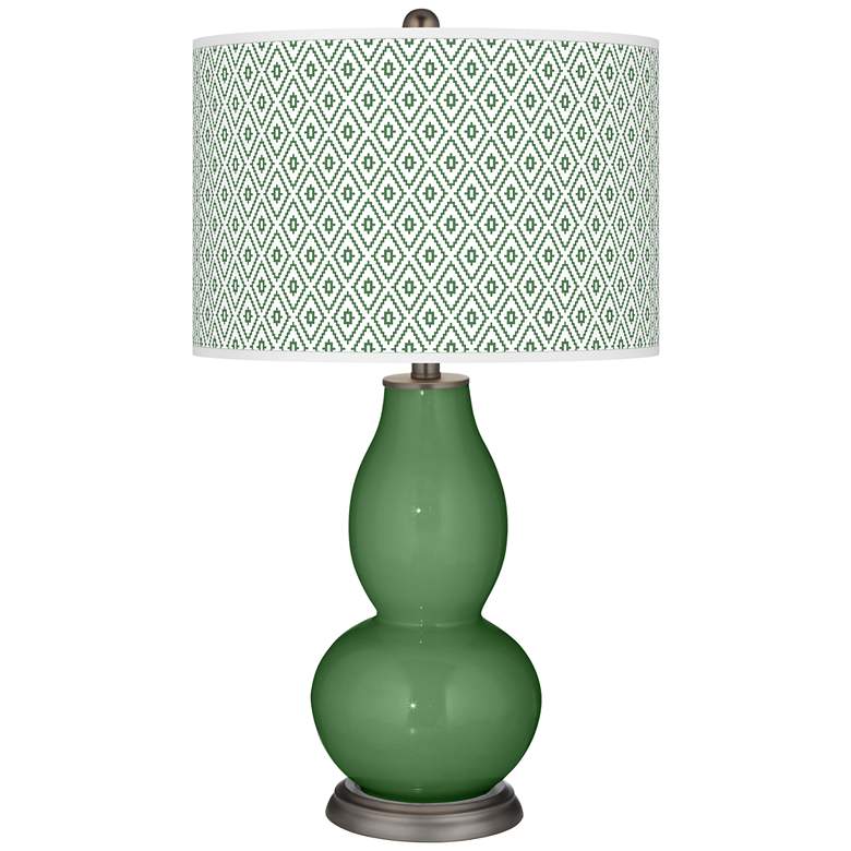 Image 1 Color Plus Double Gourd 29 1/2" Diamonds Shade Garden Grove Green Lamp