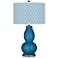 Color Plus Double Gourd 29 1/2" Diamonds Shade Mykonos Blue Table Lamp