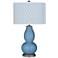 Color Plus Double Gourd 29 1/2" Diamonds  Shade Secure Blue Table Lamp
