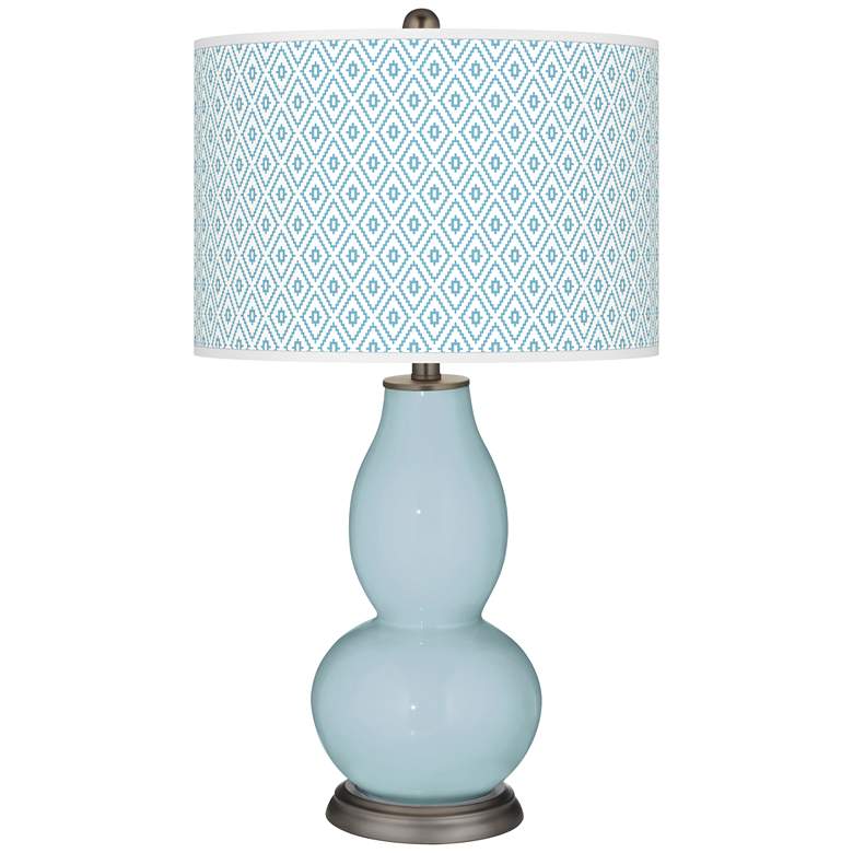 Image 1 Color Plus Double Gourd 29 1/2" Diamonds Vast Sky Blue Table Lamp