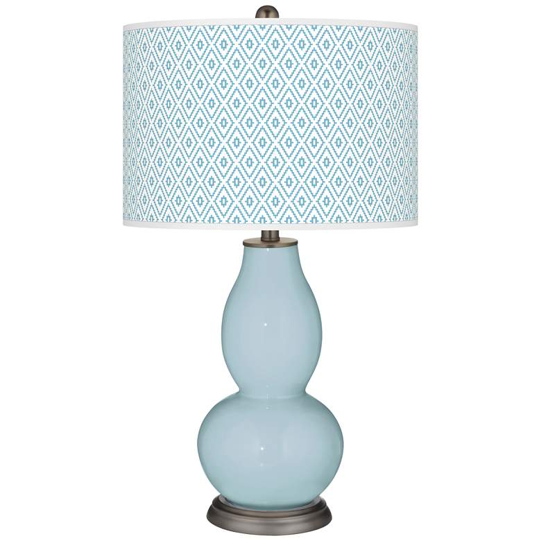 Image 1 Color Plus Double Gourd 29 1/2 inch Diamonds Vast Sky Blue Table Lamp