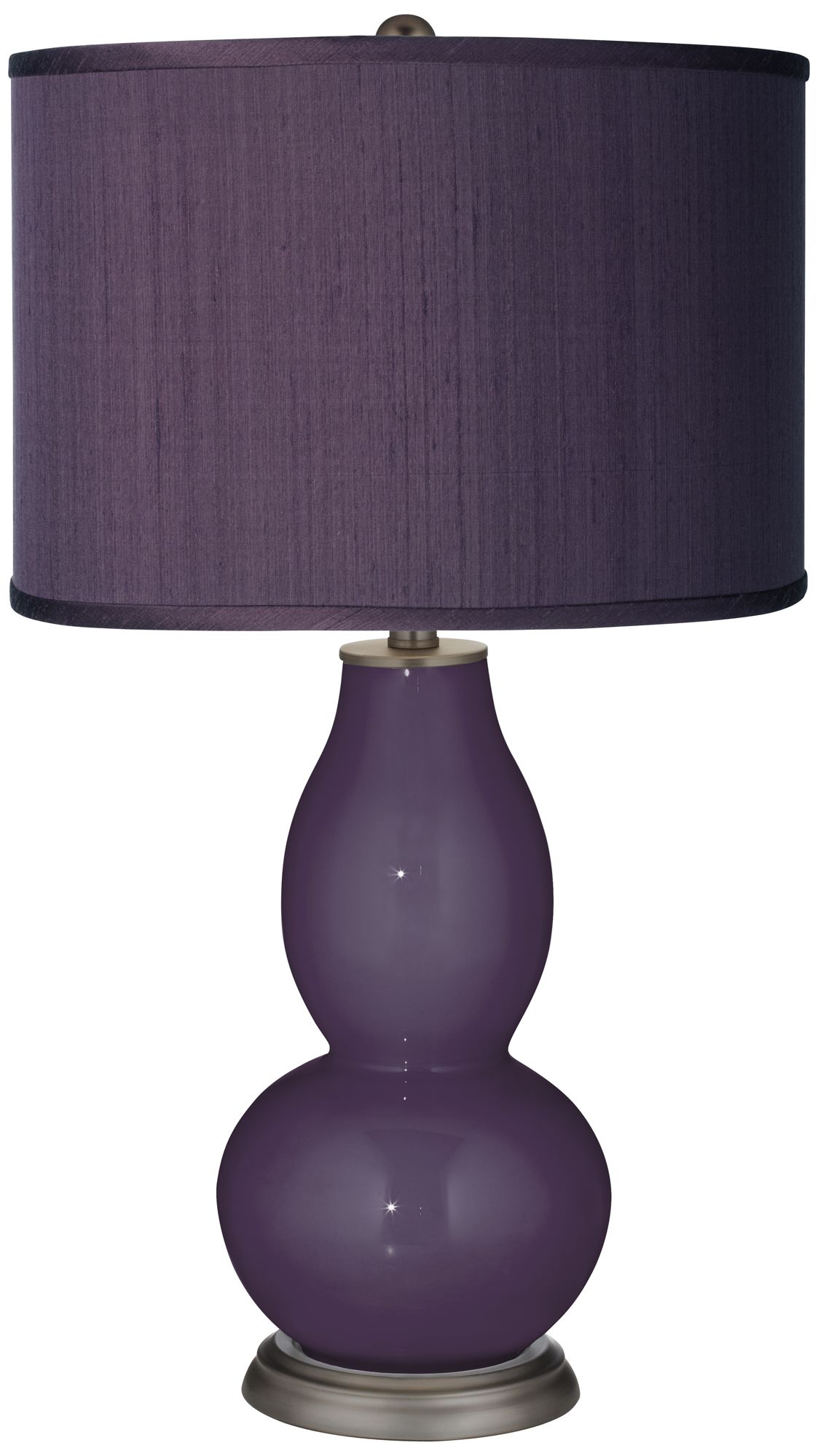 Image Color Plus Double Gourd 29 1/2" Faux Silk Shade Plum Purple Table Lamp