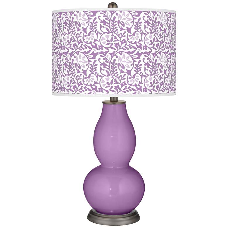 Image 1 Color Plus Double Gourd 29 1/2 inch Gardenia African Violet Purple Lamp