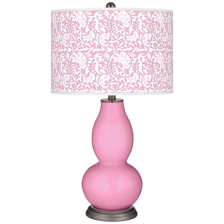 Image 1 Color Plus Double Gourd 29 1/2 inch Gardenia and Candy Pink Table Lamp