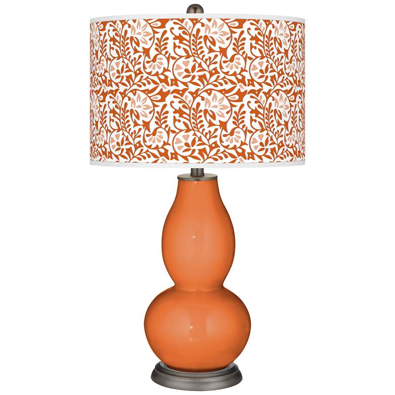 Image 1 Color Plus Double Gourd 29 1/2" Gardenia Celosia Orange Table Lamp