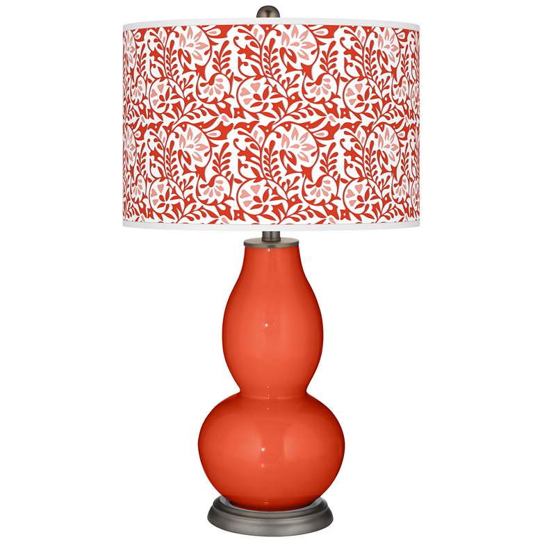 Image 1 Color Plus Double Gourd 29 1/2" Gardenia Daredevil Orange Table Lamp