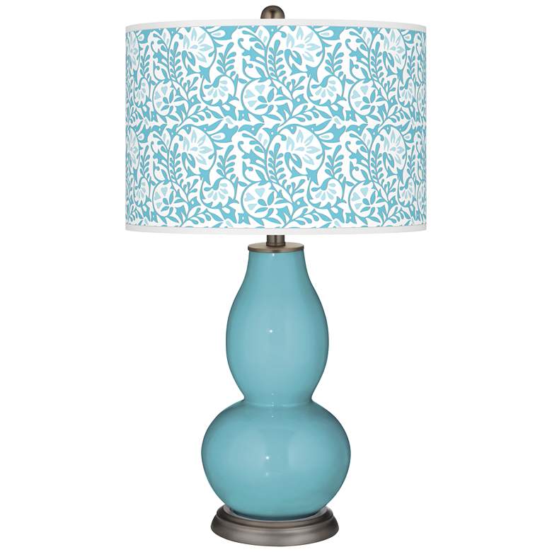 Image 1 Color Plus Double Gourd 29 1/2" Gardenia Nautilus Blue Table Lamp