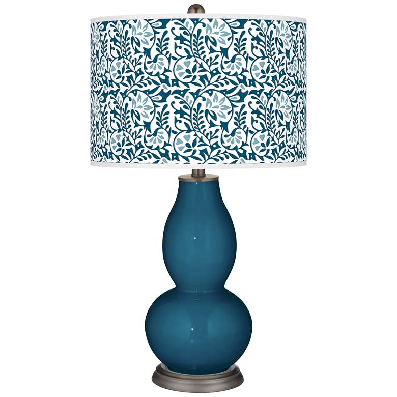 Image 1 Color Plus Double Gourd 29 1/2" Gardenia Oceanside Blue Table Lamp