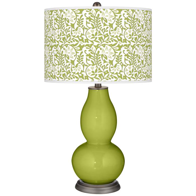 Image 1 Color Plus Double Gourd 29 1/2" Gardenia Parakeet Green Table Lamp
