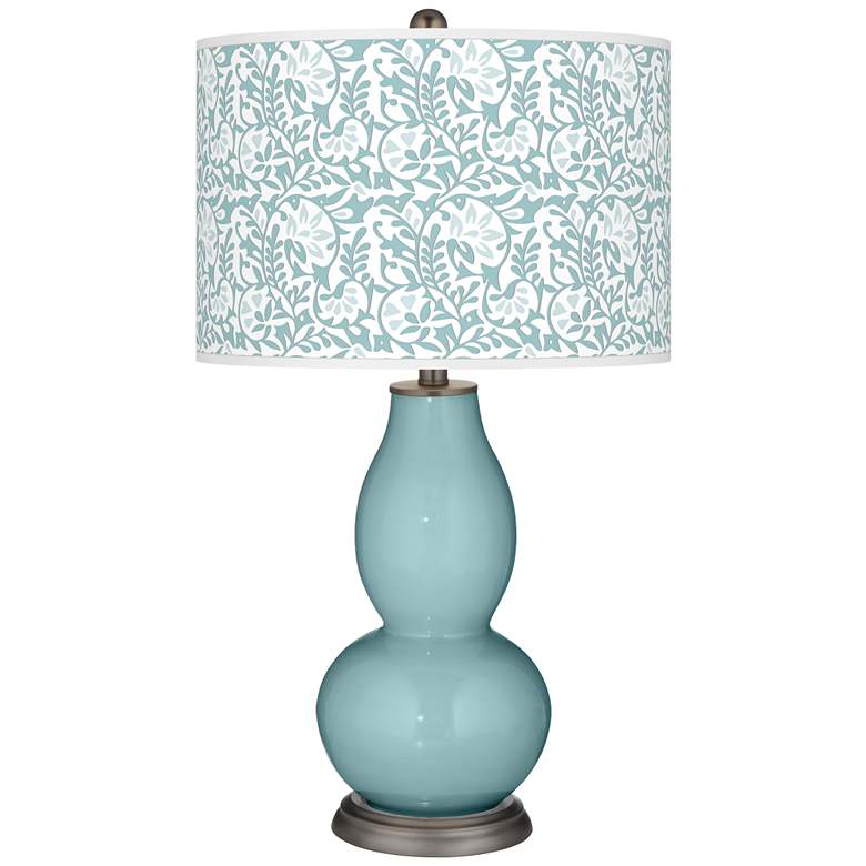 Image 1 Color Plus Double Gourd 29 1/2" Gardenia Raindrop Blue Table Lamp