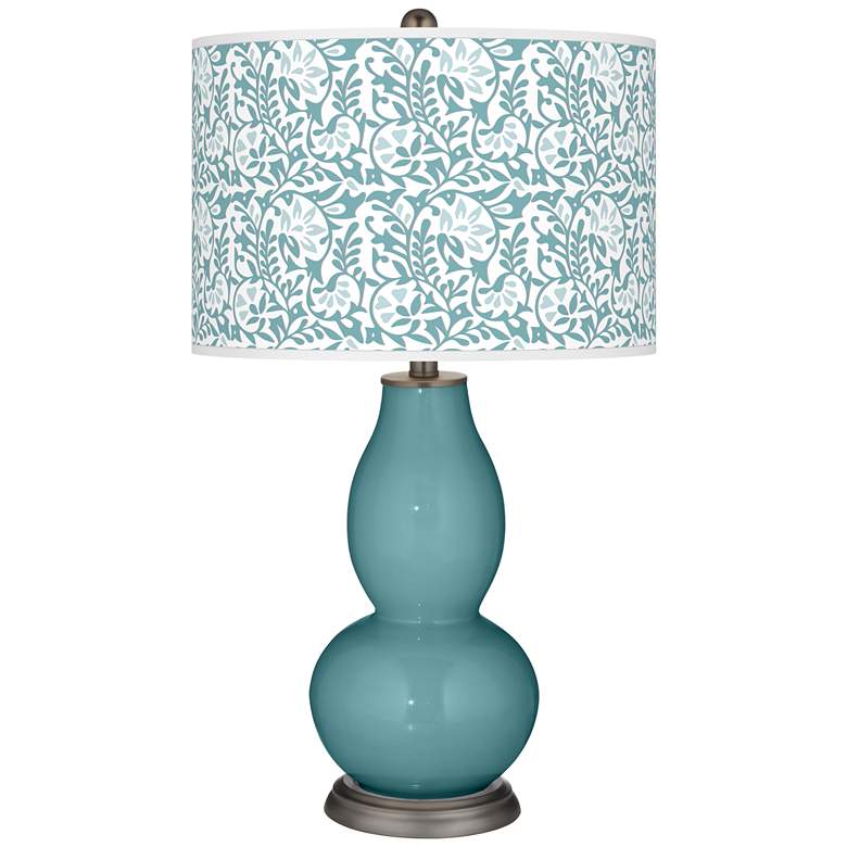 Image 1 Color Plus Double Gourd 29 1/2" Gardenia Reflecting Pool Blue Lamp