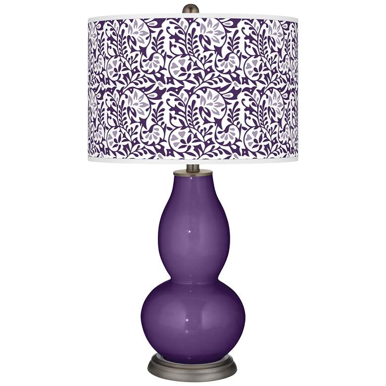 Image 1 Color Plus Double Gourd 29 1/2" Gardenia Shade Acai Purple Table Lamp