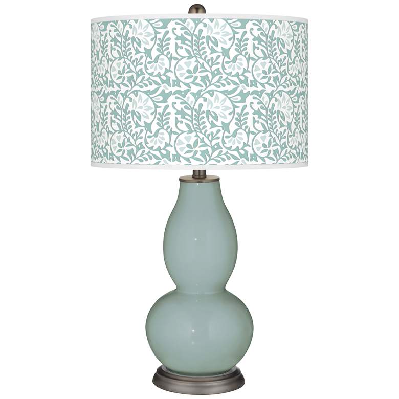 Image 1 Color Plus Double Gourd 29 1/2" Gardenia Shade Aqua-Sphere Blue Lamp