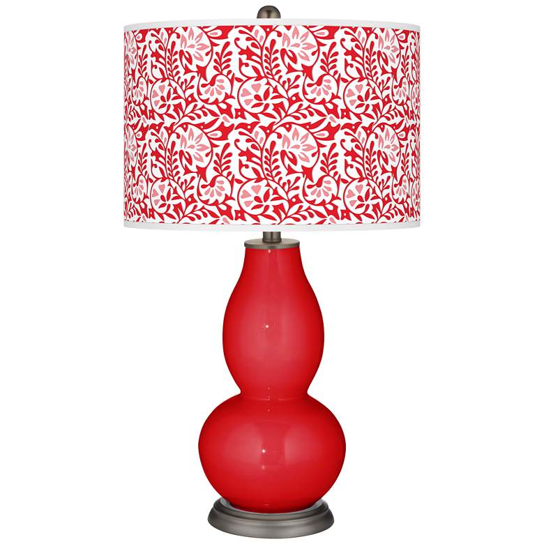 Image 1 Color Plus Double Gourd 29 1/2" Gardenia Shade Bright Red Table Lamp