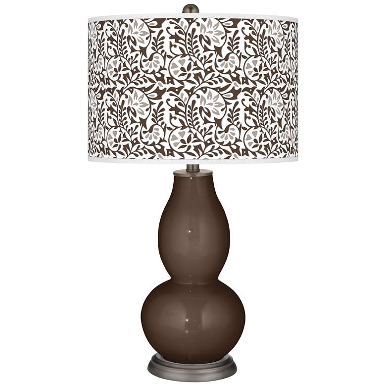 Image 1 Color Plus Double Gourd 29 1/2" Gardenia Shade Carafe Brown Table Lamp