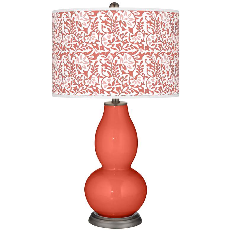 Image 1 Color Plus Double Gourd 29 1/2" Gardenia Shade Coral Reef Table Lamp