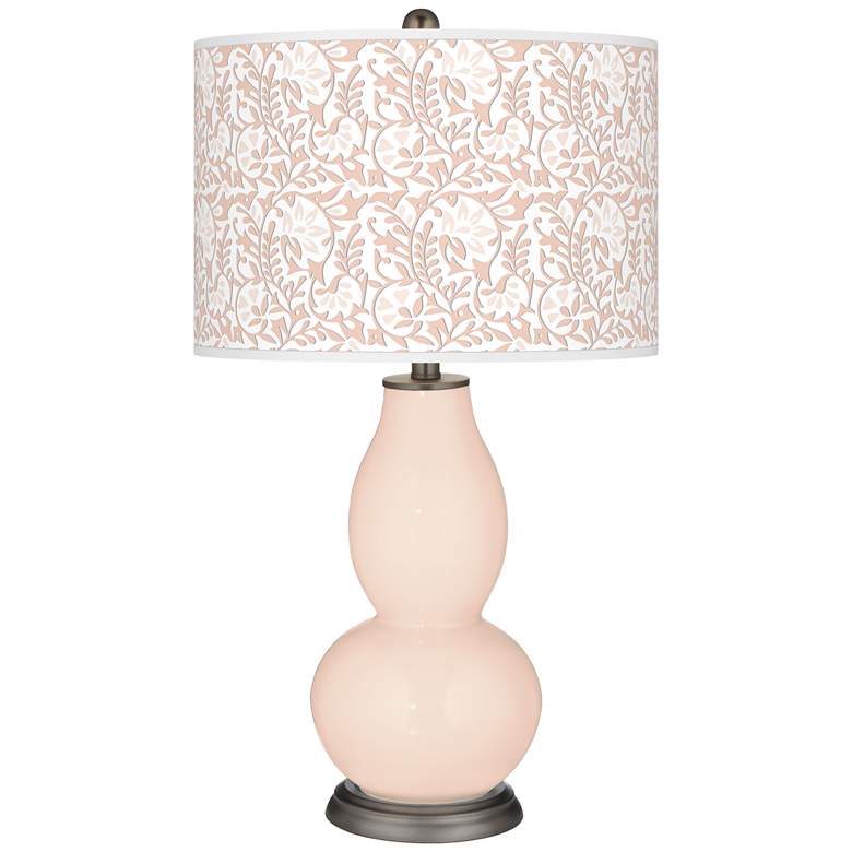 Image 1 Color Plus Double Gourd 29 1/2" Gardenia Shade Linen Pink Table Lamp