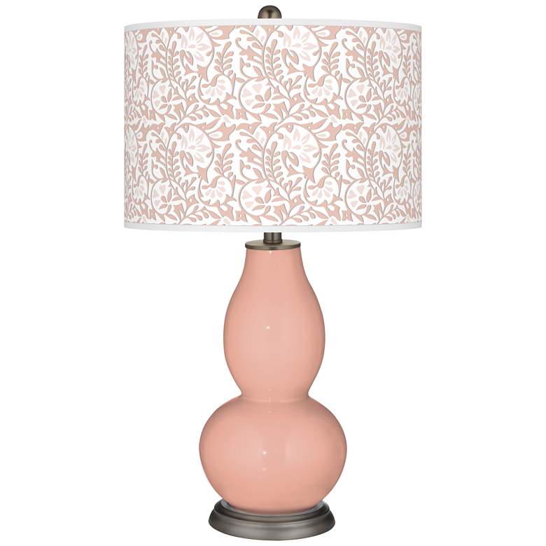 Image 1 Color Plus Double Gourd 29 1/2" Gardenia Shade Mellow Coral Pink Lamp