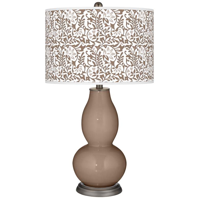 Image 1 Color Plus Double Gourd 29 1/2" Gardenia Shade Mocha Brown Table Lamp