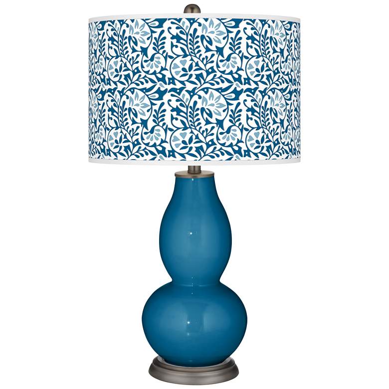 Image 1 Color Plus Double Gourd 29 1/2" Gardenia Shade Mykonos Blue Table Lamp
