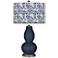 Color Plus Double Gourd 29 1/2" Gardenia Shade Naval Blue Table Lamp