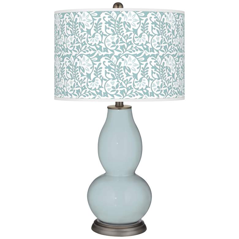 Image 1 Color Plus Double Gourd 29 1/2" Gardenia Shade Rain Blue Table Lamp