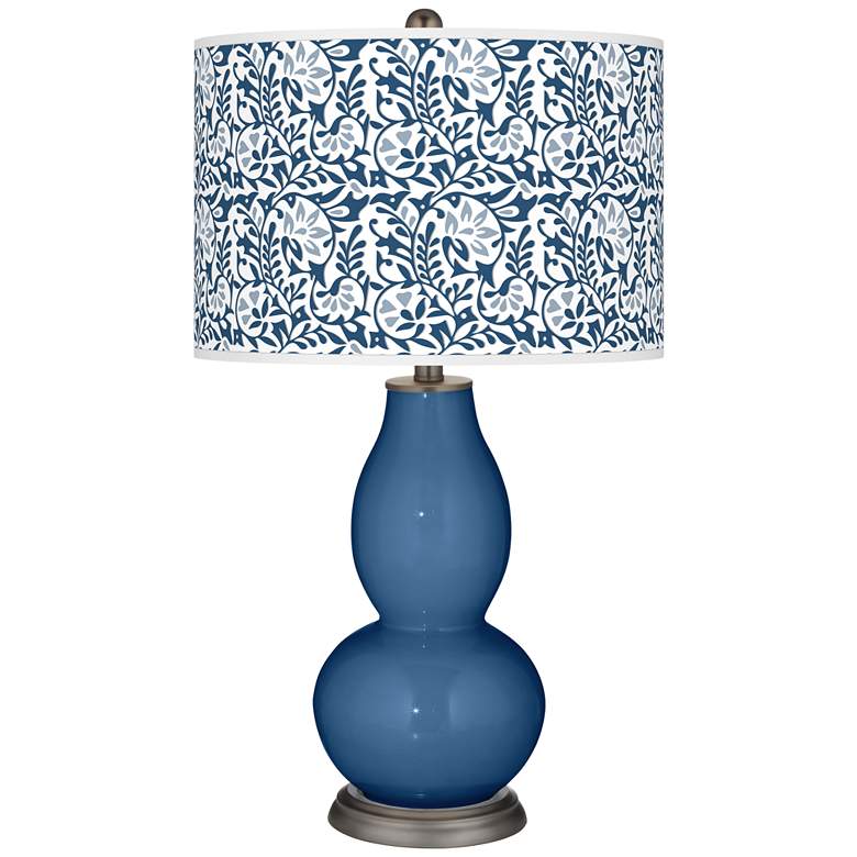 Image 1 Color Plus Double Gourd 29 1/2" Gardenia Shade Regatta Blue Lamp