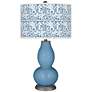 Color Plus Double Gourd 29 1/2" Gardenia Shade Secure Blue Table Lamp