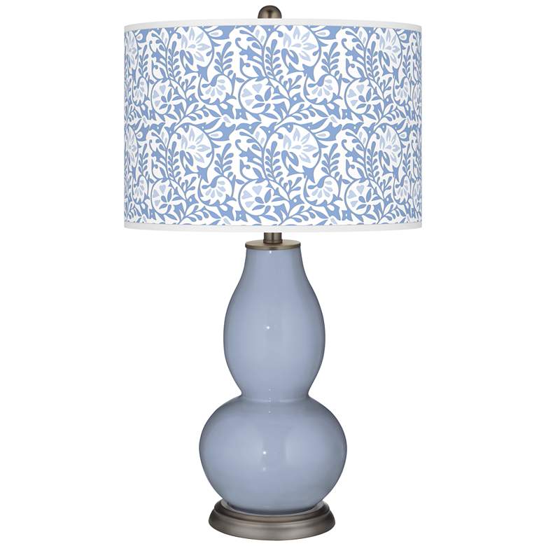 Image 1 Color Plus Double Gourd 29 1/2" Gardenia Shade Sky Blue Table Lamp